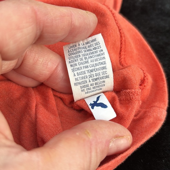 American Eagle Outfitters Orange Distressed SS Tee AEO Embossed Letters L - Picture 12 of 15